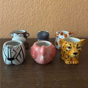 6PCs Succulent Planter Pots Ceramic Flower Pots With Drainage Animal Garden Set